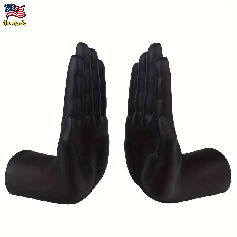 Modern Minimalist Bookends Resin Sculpture, Black Hands Shaped Book Holder for Shelf Display, Elegant Home Decor for Living Room