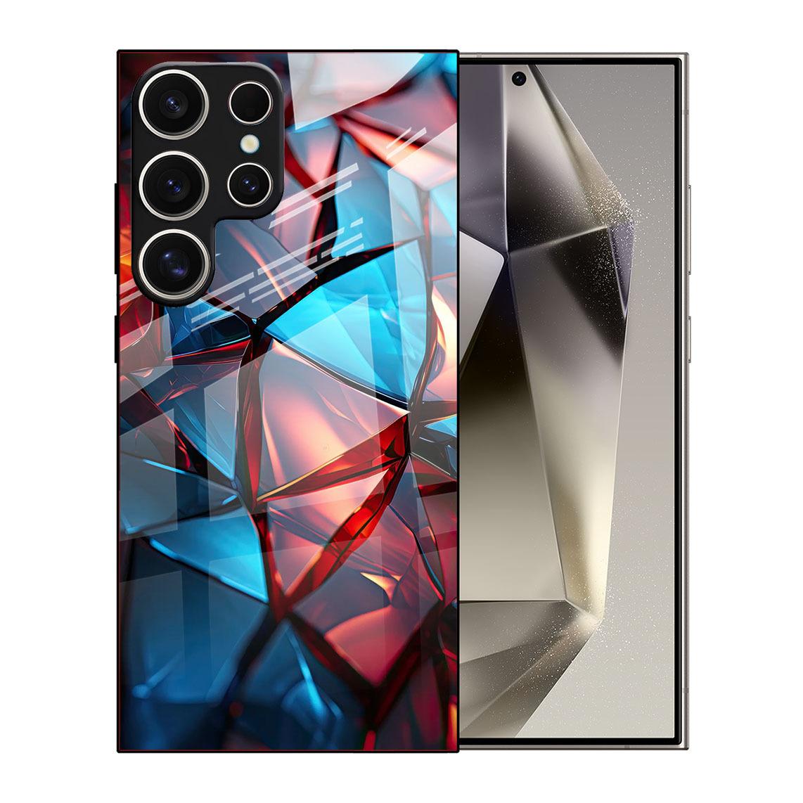 Samsung S26ULTRA Mobile Phone Case A90 Tempered Glass A16 Red and Blue Crystal Crack A07 Hard Case A17 samsung s26