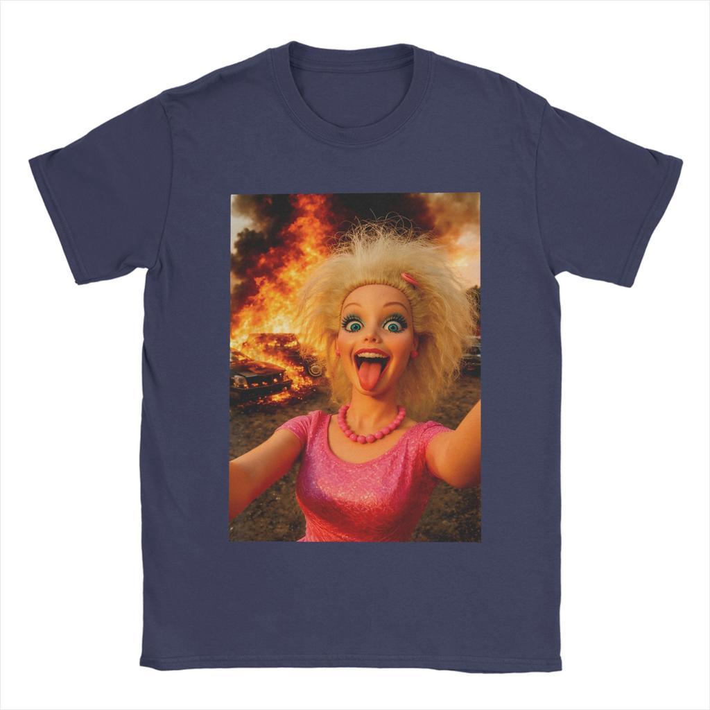 Doll Face Meme Expression Crazy Doll Hilarious Meme Unisex T Shirt Tee Shirt Short Sleeve Round Neck TShirts Pure Cotton Clothes