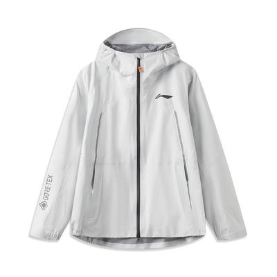 Li Ning Running Series Hooded Waterproof Breathable Quick-Dry Reflective Print Outdoor Running Trail Running Jacket Unisex Jacket White ACFV005-3