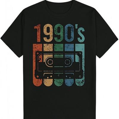 90s Retro Vintage Cassette Tape Graphic Nostalgia TShirt 100 Cotton ONeck Short Sleeve Summer Casual Mens Tshirt Streetwear