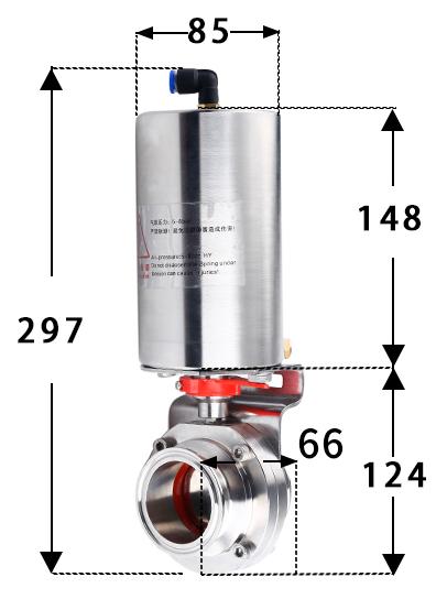 19-108mm Pipe 1.5" 2" -4" Tri Clamp 304 316L Stainless Steel Sanitary Butterfly Valve With Pneumatic actuator For Home Brew