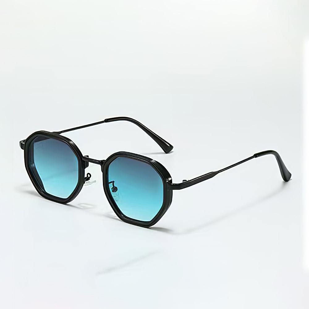 Vintage Sunglasses for Women Modern Octagonal Glasses Black Lenses Golden Edging Fashion Sun Glasses New in Trendy