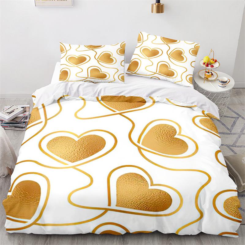 Love Heart Duvet Cover Romantic Theme Bedding Set Microfiber Cartoon Comforter Cover Full King Queen For Girls Teen Adult Gifts