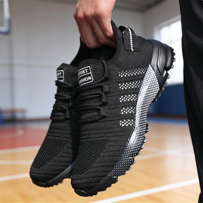 Men's Knit Weave Sports Shoes Breathable Mesh Sneakers Fashion Casual Running Shoes Lightweight Non-Slip Outdoor Walking Shoes
