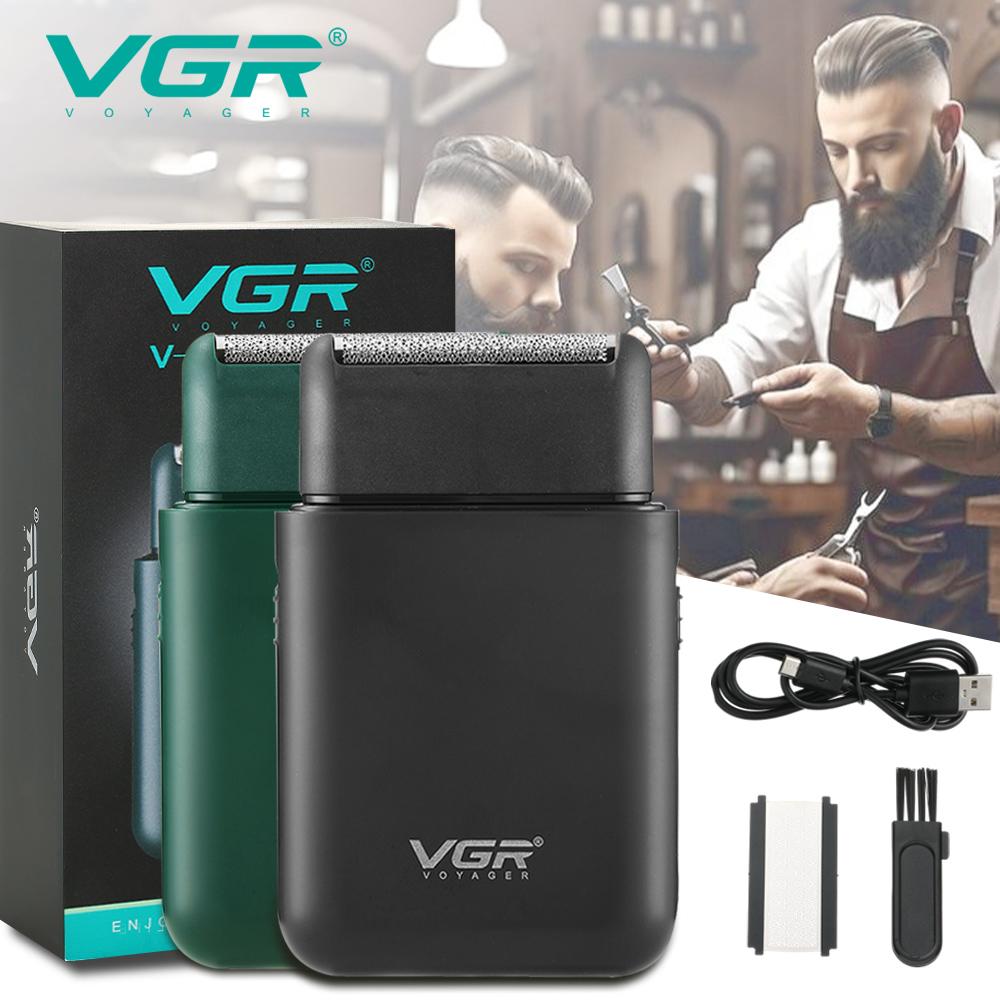 VGR Portable USB Rechargeable Mini Men's Shaver Electric Hair Clipper Reciprocating Blade Deep Cleaning Shaver Home Razor  Long-lasting V-390