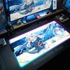 Hololive Gawr Gura RGB Mouse Pad Glowing Large Computer Mouse Pad Accessories XXL Pc Gamer HD Non-slip Deskmat Mousepad Keyboard