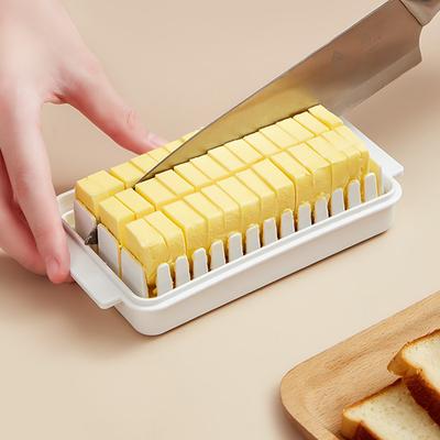 Butter Cutting Box, Food Storage Box with Lid, Grid Cutting, Refrigerator Fresh Storage Box, Cheese Storage Box