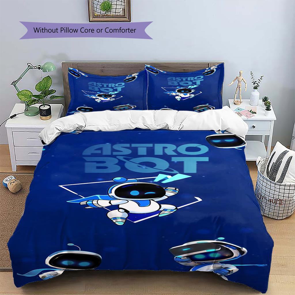 ASTRO BOT Pattern Bedding,Quilt Set Quilt Cover Pillowcase Home Birthday Gift (1 * Duvet Cover + 2 * Pillowcase, Without Core)