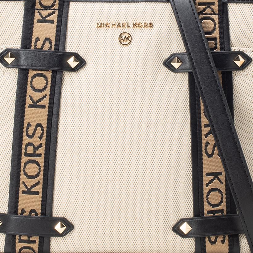 New MICHAEL KORS Polyester Tote Bag, Shopping Bag, Handbag, Shoulder Bag Women's Beige/Black 30T2G5VT1C-006