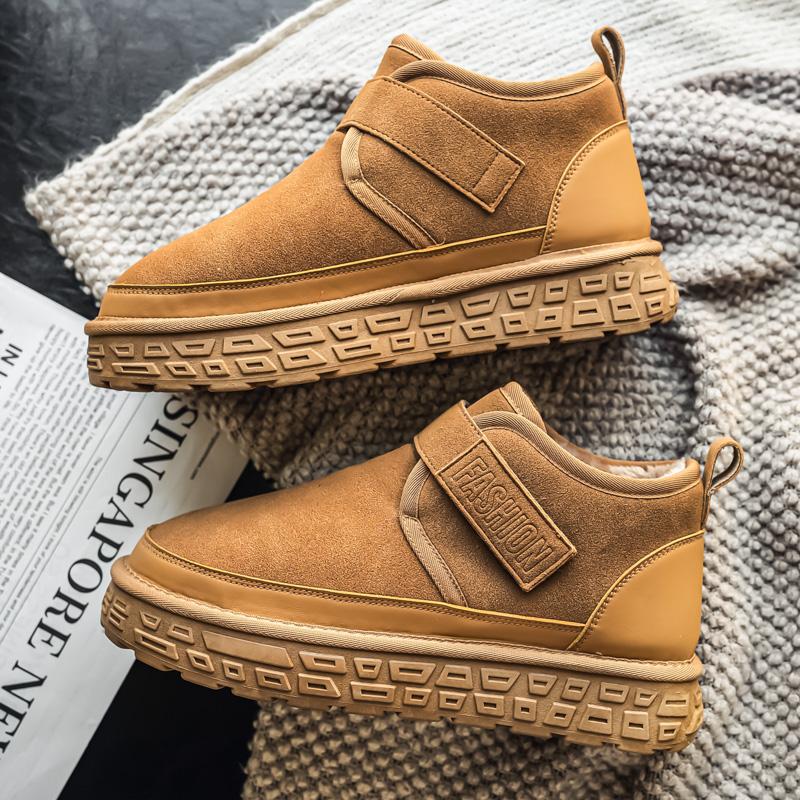 Autumn and Winter Men's Snow Boots Warm Fur-Lined Thickened Mid-Calf Cotton Shoes Thickened Bakers Fashion Casual Shoes Sneakers