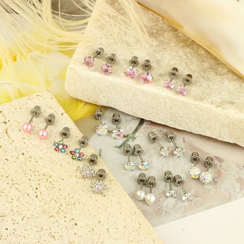 Set of 12 Pairs Bullet Stud Earrings for Women - New Style Jewelry in Stock