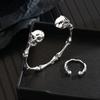 Fashionable Skull Bracelet Ring Earrings Handmade Jewellery Set Unisex Jewelry Fashion Accessories for Women and Men