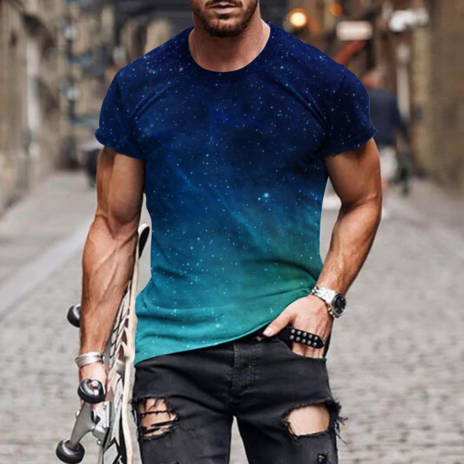 

Футболка с короткими рукавами в европейском и американском стиле с круглым вырезом и цветным принтом XXXXXL зелёный