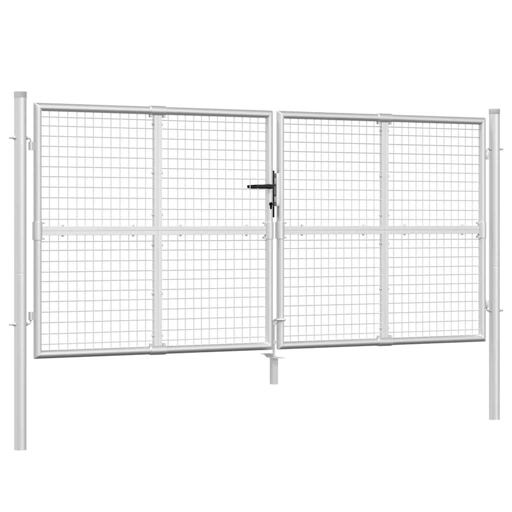 Maschenzaun Gartentor Silber 300 x 125 cm Verzinkter Stahl