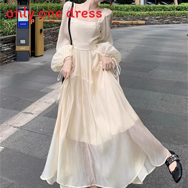 Minimalist Spring Korean Style Long Sleeve Dress With Mandarin Collar For Casual Wear