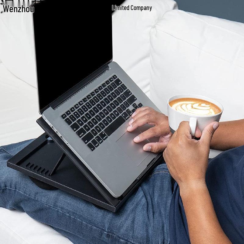 Black Laptop Bed Stand: Portable Folding Table for Office & Home