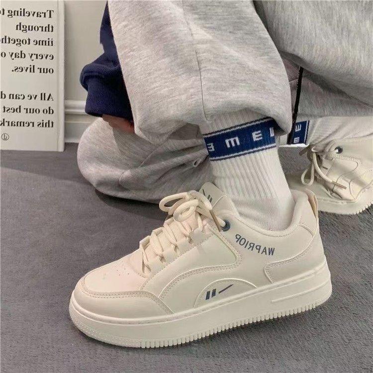 White Shoes Women's  Autumn New Rubber Soft Bottom Lace-up Women's Shoes Solid Color All-Match Casual Sneakers Mixed Batch