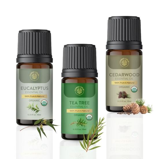 

Carno Calm Essential Oils Trio | Pack of 3 | Tea Tree Oil, Eucalyptus Oil, Cedarwood Oil | USDA-Approved, 100% Pure Natural Oils for Diffusers
