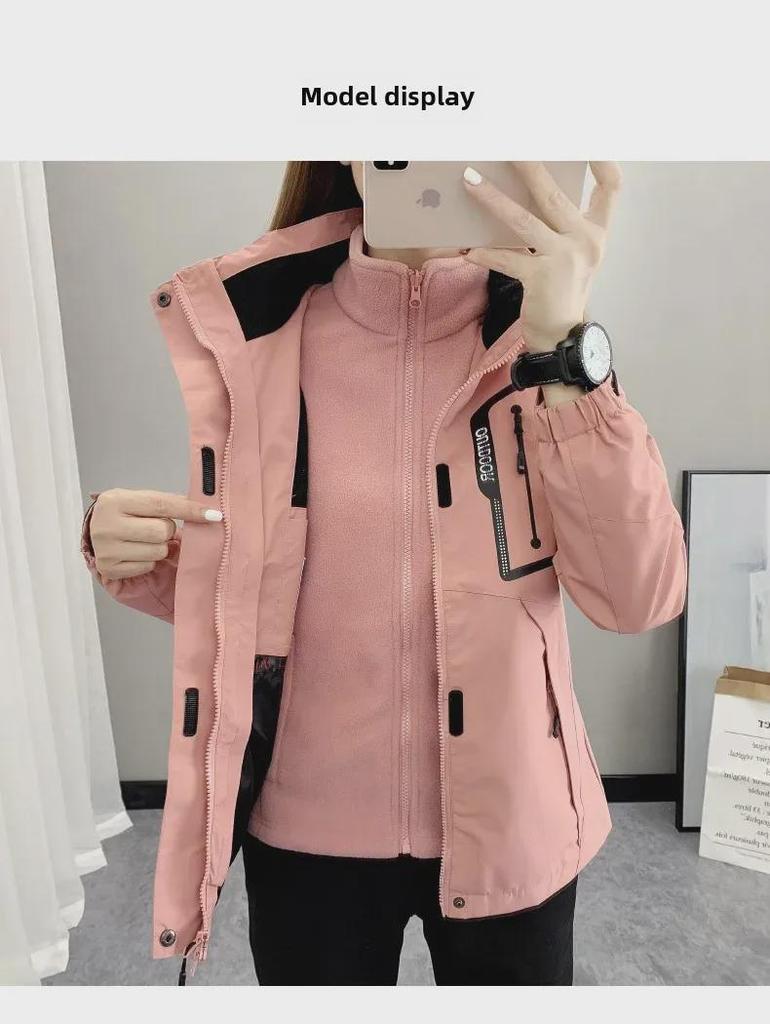 Men's 1203 Three-in-One Winter Jacket: Windproof, Waterproof, and Velvet-Thickened for Outdoor and Mountaineering