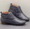 Women's Pointed Toe Leather Pull-on Casual Boots, Low Heel, Warm and Stylish.