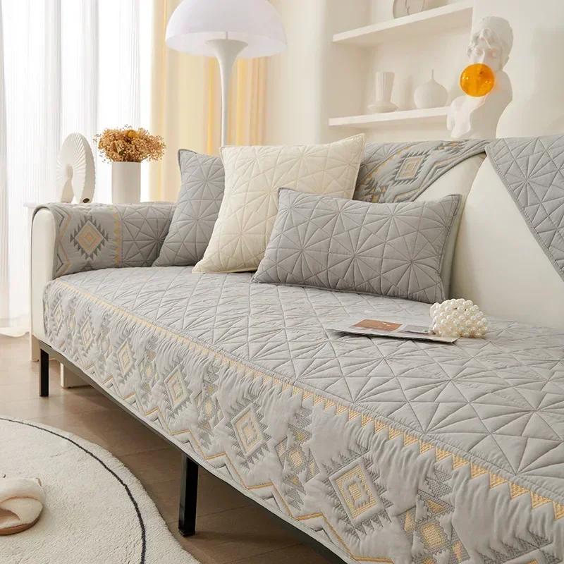 1Pc Bohemian Sofa Seat Cover For Living Room Geometry Cotton Universal Sofa Mat Towel Non-Slip Couch Cushion Slipcovers