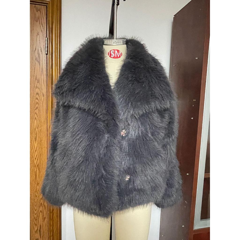 Mode Übergroßer Umlegekragen Flauschiger Kunstpelzmantel Damen Vintage Kunstpelzjacke Mäntel Winterkleidung Damen Flauschige Jacke