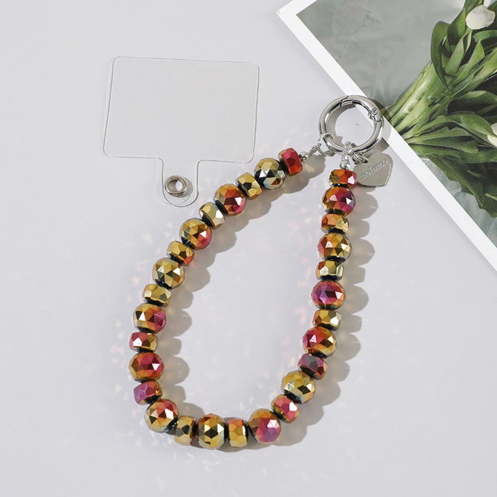 Detachable Crystal Bead Pendant Transparent Phone Lanyard Crystal Bead Keychain for Women Girls