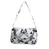 Borsa a tracolla con cerniera alla moda, mini borsa a tracolla con motivo a farfalla, piccola borsa elegante con decorazione a catena