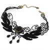 Fashion Women's Black Rose Teardrop Bead Pendant Lace Choker Lolita Collar Necklace