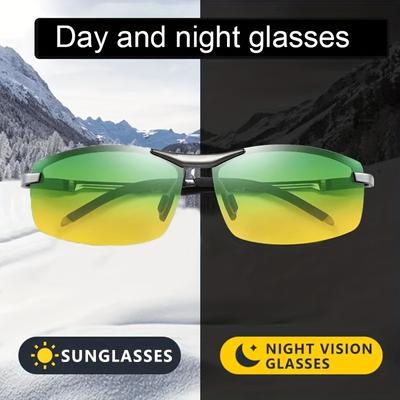 Day and Night Sunglasses for Men Women Driving Classic Sports Green Yellow Sun Glasses UV400