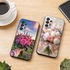 Elegant Peony F-Flower Phone Case Black Silicone Soft For Samsung S25,S24,S21,S22,S23,S30,Ultra,S20,Plus,Fe,Lite