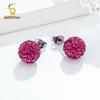 Colors Crystal Bead Polymer Clay Earrings G23 Titanium Ear Stud Micro Pave Rhinestone Disco Ball Hypoallergenic Piercing Zircon