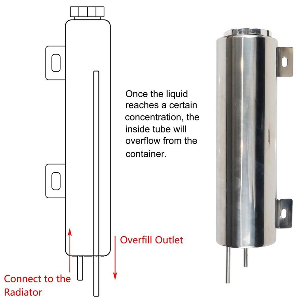 2''x13” / 3''x10” Radiator Coolant Overflow Puke Tank Universal Polished Stainless Steel Radiator Coolant Overflow Tank