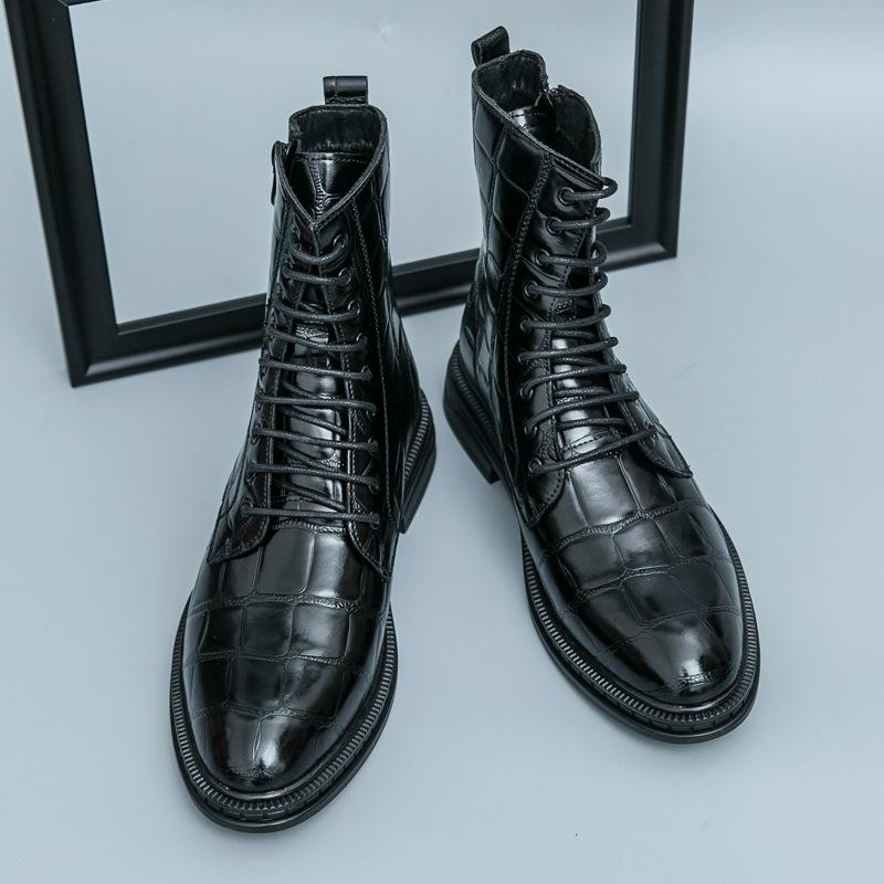 

Large size men s shoes new leather shoes boots fashion high top leather boots foreign trade trend business dress Martin boots short boots 38