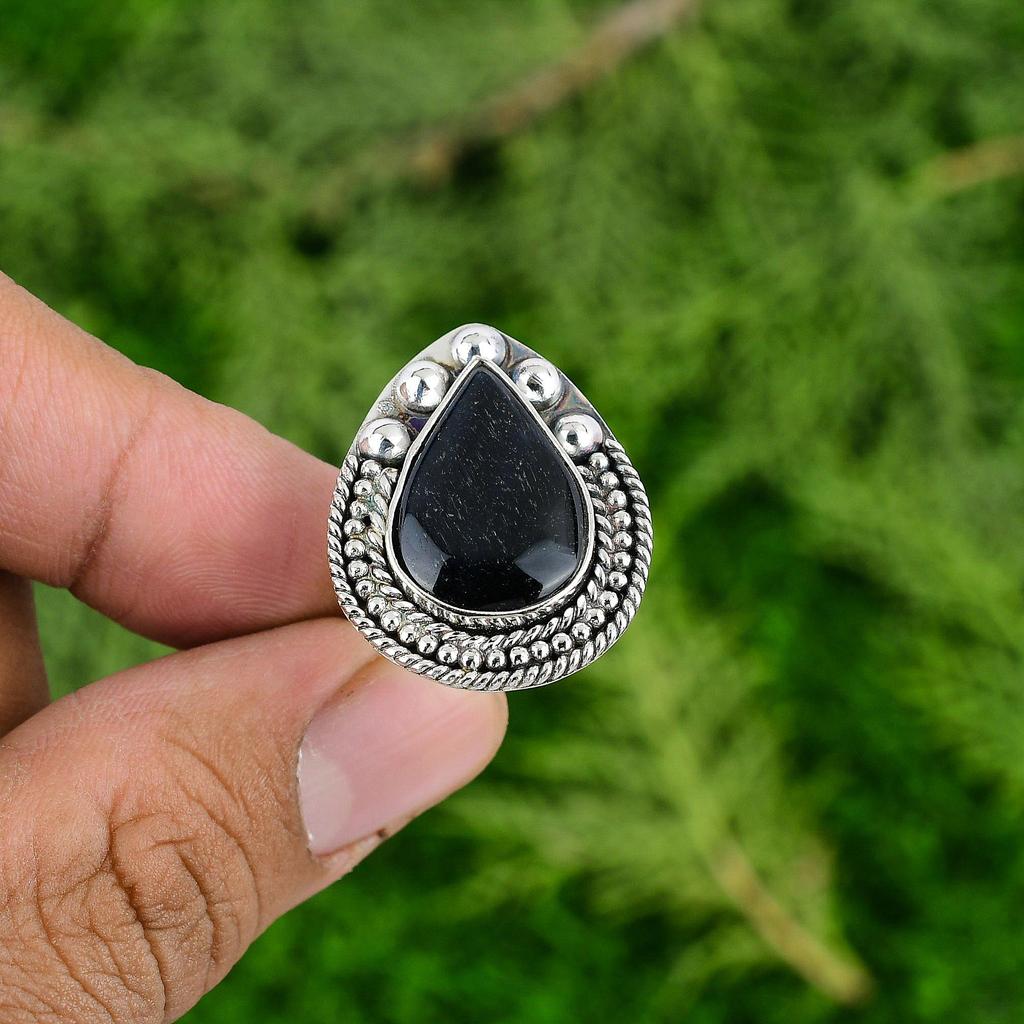 Nellite Stone Trendy Wedding Statement Ethnic Birthday Ring 925 Sterling Silver