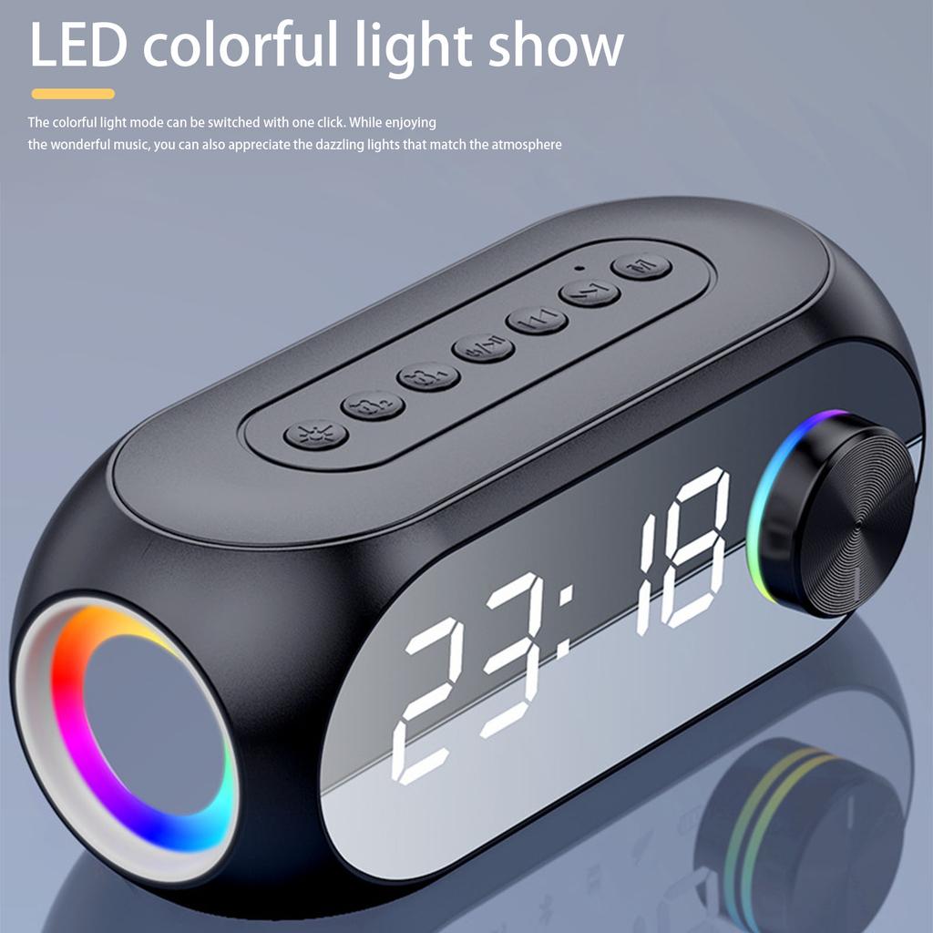 Wireless RGB Portable Bluetooth Speaker with Alarm Clock Radio FM Music Player TYPE-C Interface BT Speaker for Home Party Gift