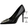 shoes Stone patterned patent leather Women Pumps Rhinestone buckle High Heels 10 CM Stiletto Luxury banquet shoes women