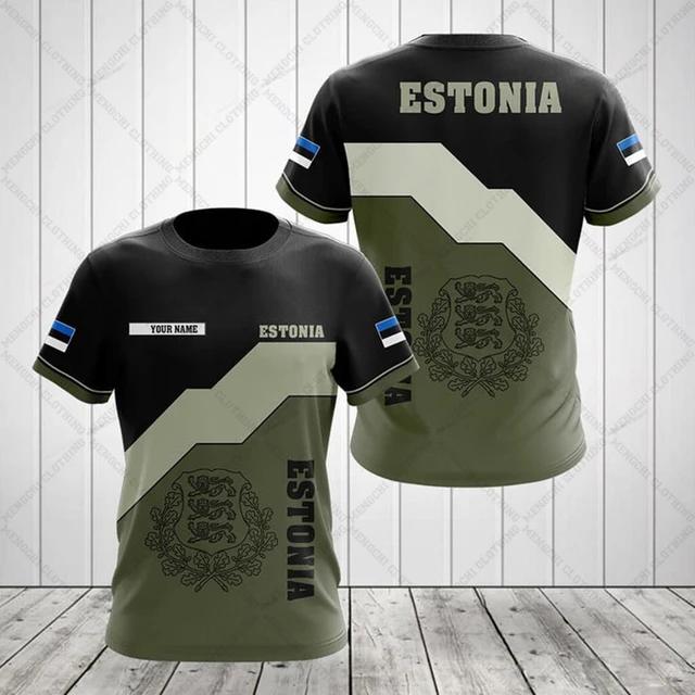 Estonia Flag Coat of Arms Graphic Tee Summer Casual Pullover Men's Fashion O-neck T-shirts Boys Oversized Short Sleeve Tops