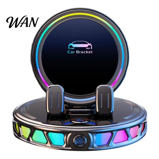 Car Phone Holder with Light Wireless Charging Mount RGB Ambient 15W Fast Stand Magnetic Charger Vacuum Suction Cellphone Accessories