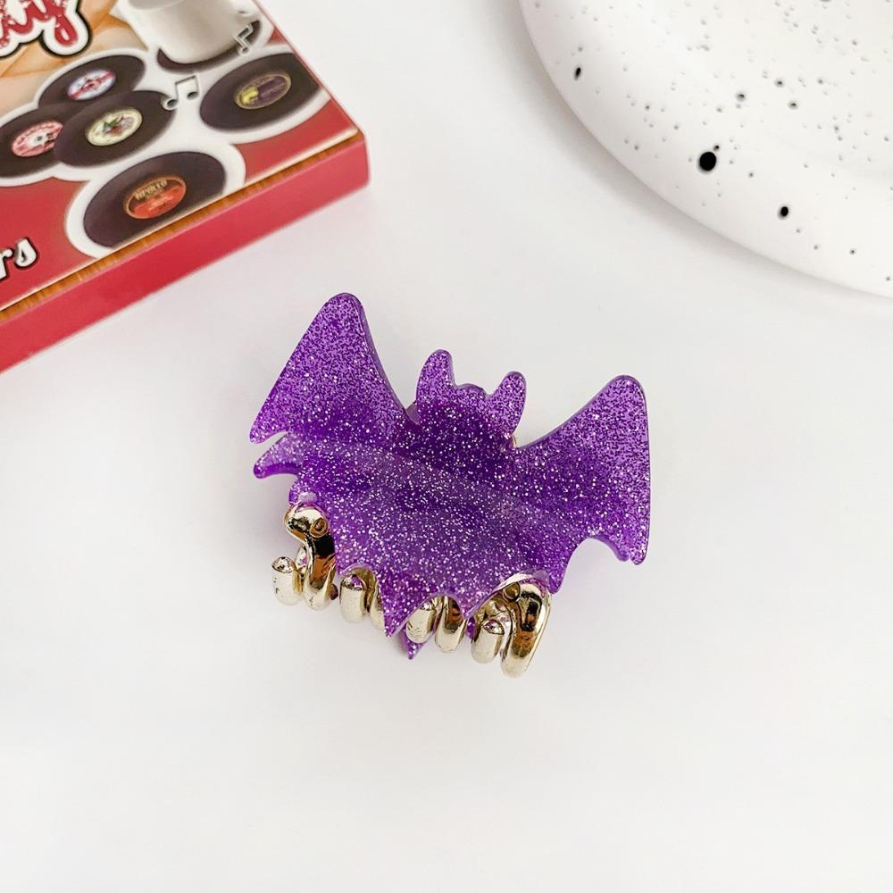 Fashion Y2K Halloween Bat Hair Claw Dazzling Colors Alloy Shiny Acrylic Shark Clip Cosplay Headdress Bat Wings Hair Claw School