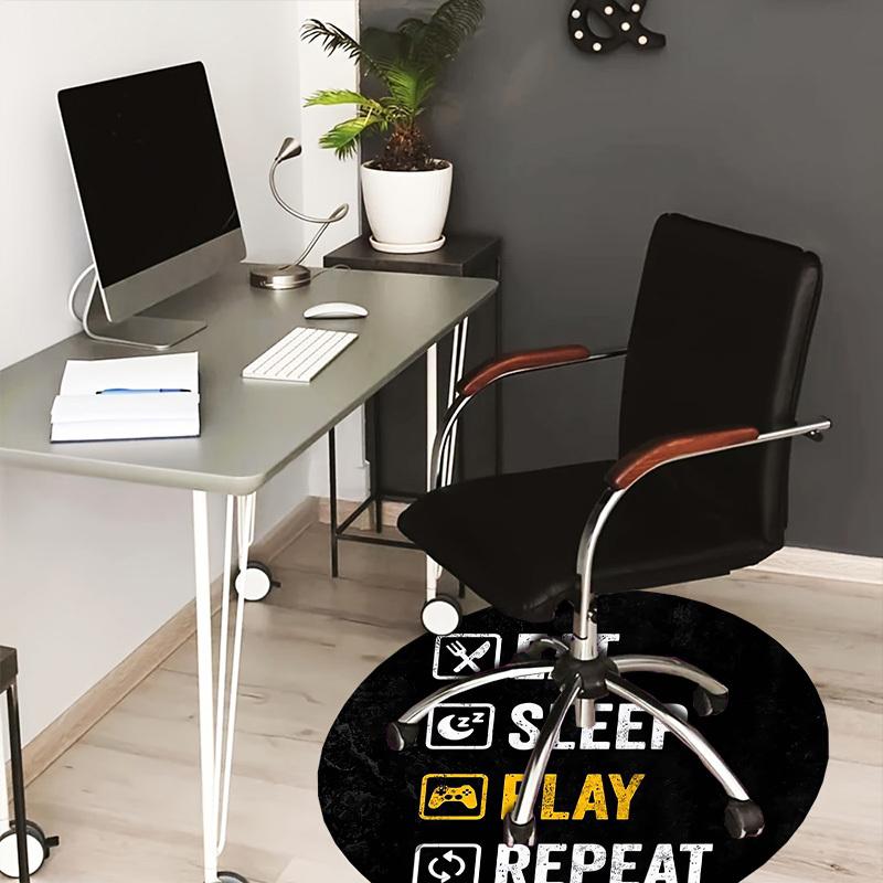 

1pc Office Carpet Chair Mats Eat Sleep Play Repeat Gaming Perfect for Decorating Office Chairs, Living Rooms, Or Bedrooms.YDT009 80cm by 80cm