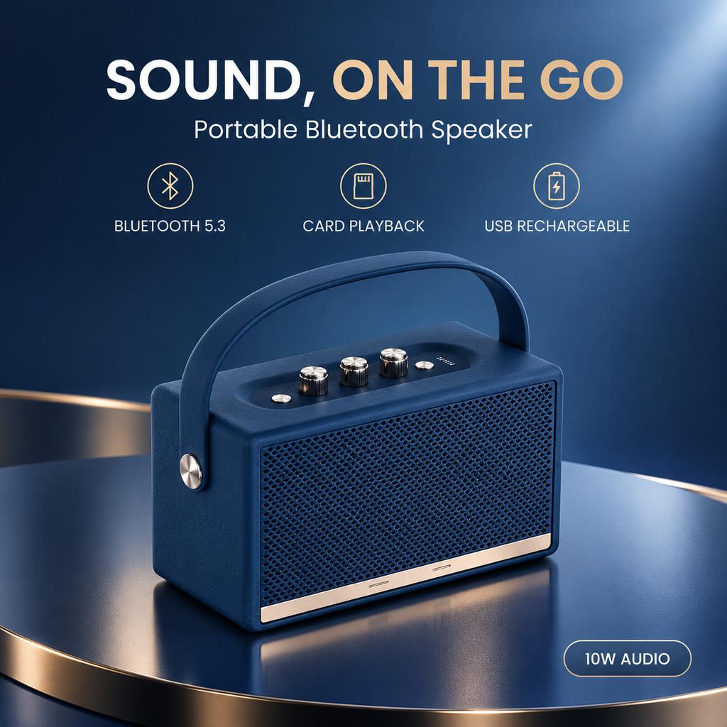 Portable Bluetooth Speaker with Handle and Card Playback