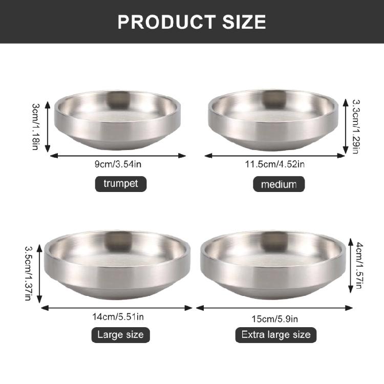 4Pcs Double Layer Small Plates Round Seasoning Dishes Stainless Steels Rice Bowl Appetizer Plates Easy to Clean