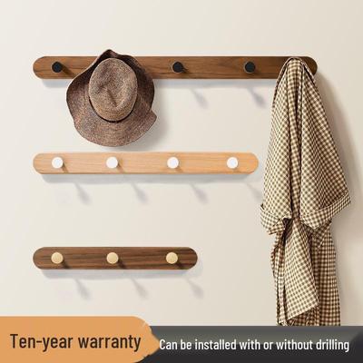 Solid Wood No-Punch Adhesive Coat Rack: Tiered Entryway/Wall/Door Mount Hanger
