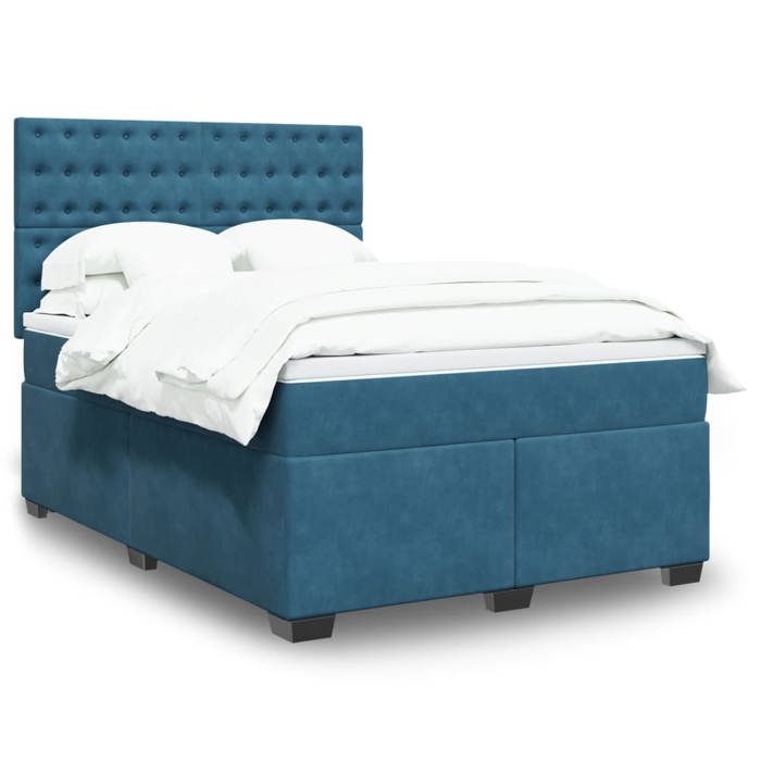 Maison Exclusive - Sommier à lattes de lit et matelas bleu 140x200 cm velours