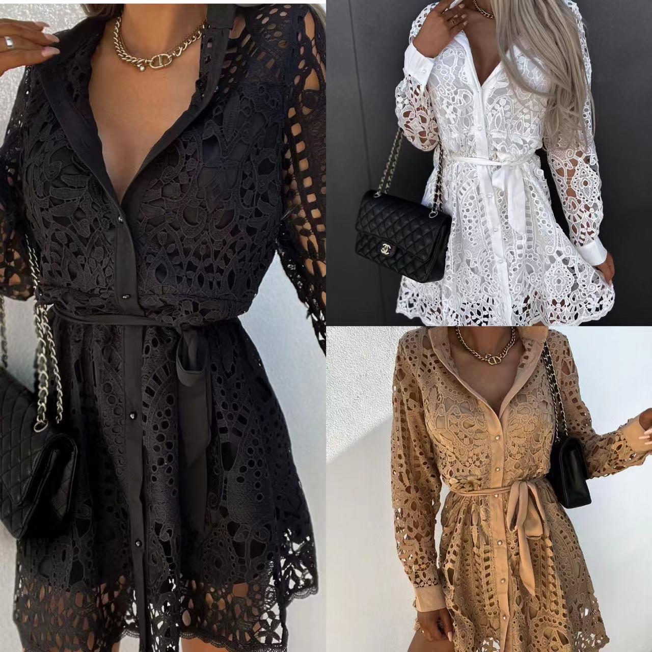 

Elegant Lace-Up Mini Dress for Women - European & American Fashion XL