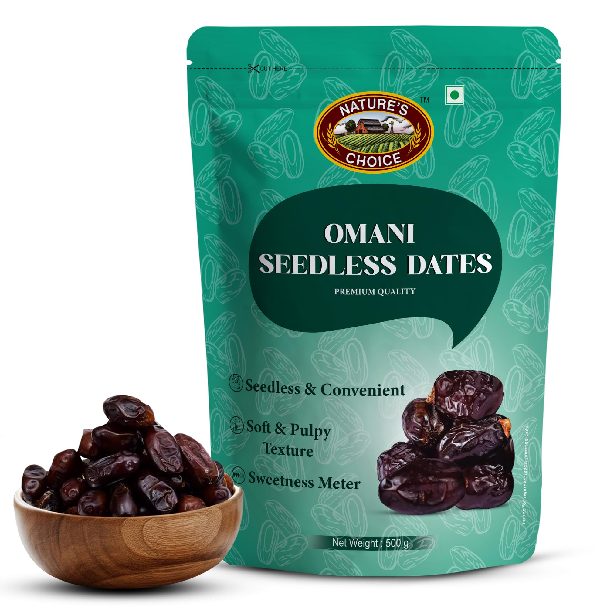 Nature’s Choice Big Omani Seedless Dates (500g) | Soft & Chewy Khajoor | All-Natural | High-Fiber Khejur | Healthy Snack | Natural Sugar | Dry Fr