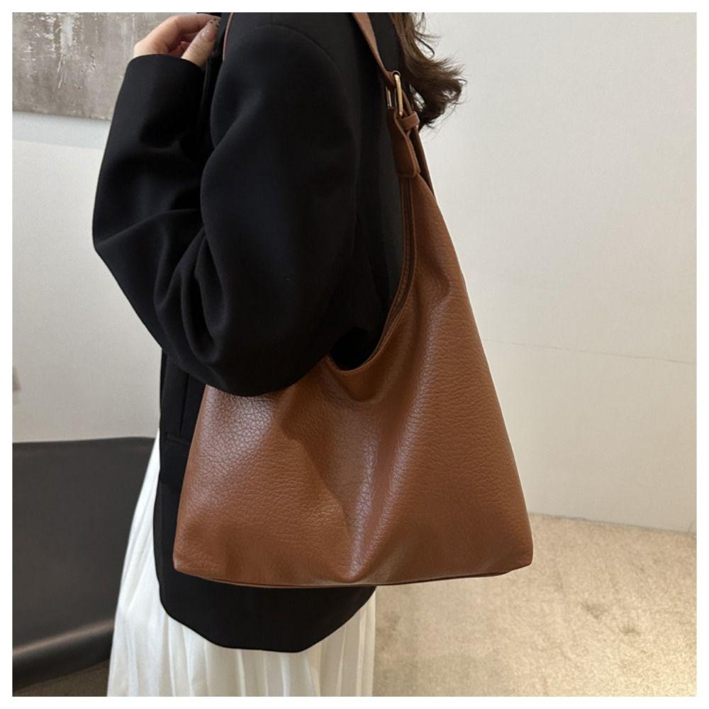 Casual Shoulder Bag Simple Commuting Sling Bag Fashion Leather Tote Bag Female/Male