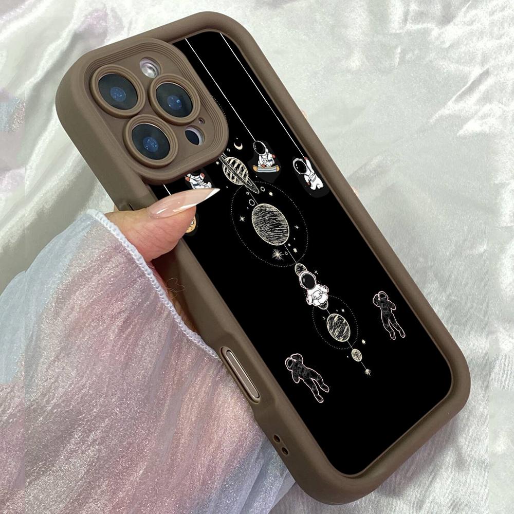 JT54 Astronauts Funny Aviation Swing Phone for iPhone 17 Pro Max Samsung S26 Ultra A17 A07 A56 Xiaomi 15T Redmi Note 14 Pro Plus Soft TPU Case Cover